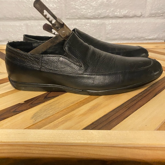 Vintage Bacco Bucci Studio black leather loafers slip on size 8.5 - Picture 4 of 8